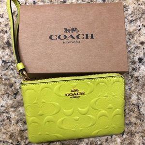 Neon Green COACH wristlet